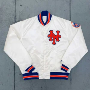1980s ny mets white bomber jacket