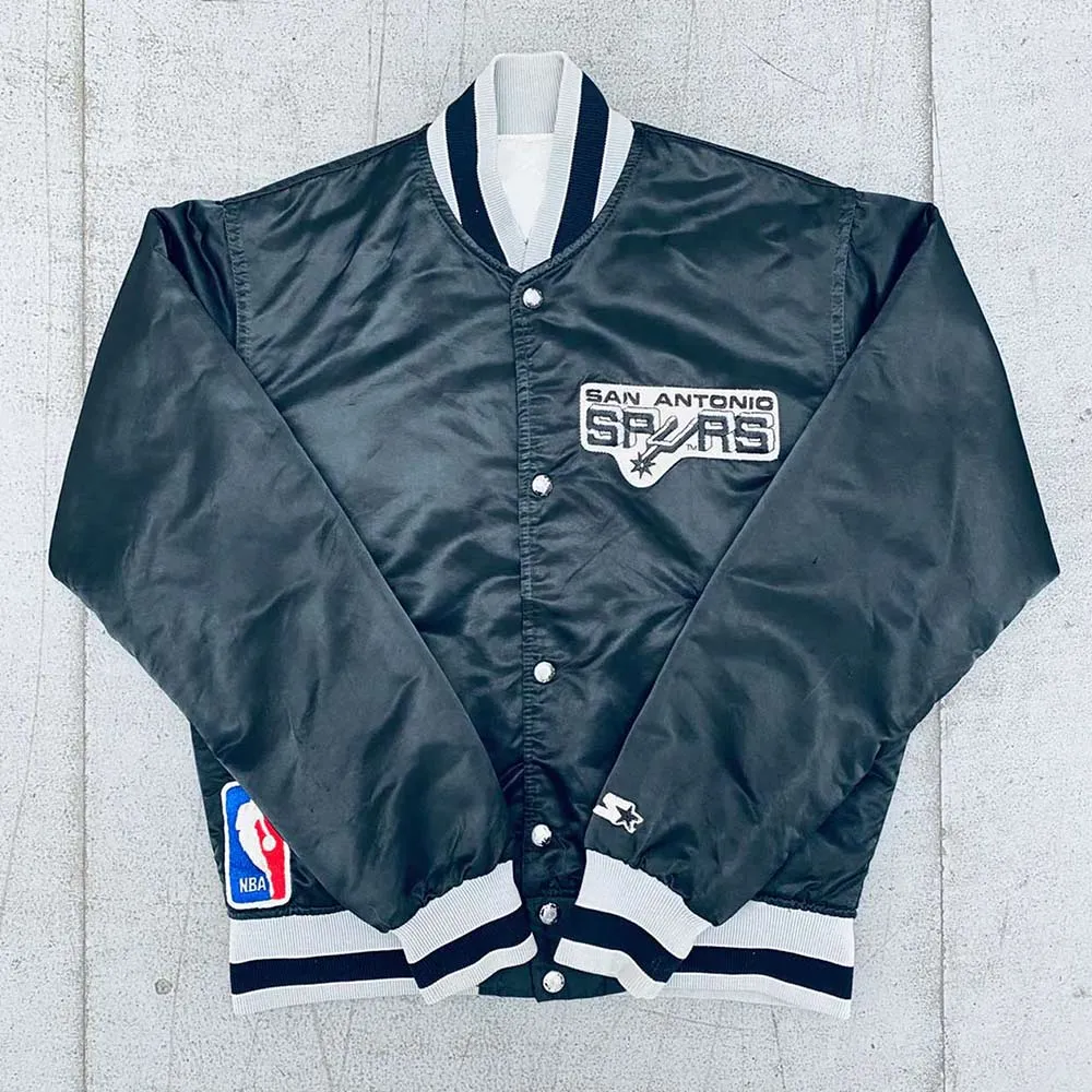 1980s san antonio spurs black satin jacket