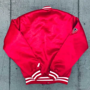 1990s atlanta falcons red satin bomber jacket