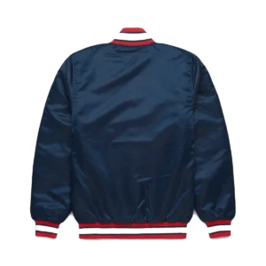 2 atlanta braves starter navy satin varsity jacket