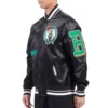 2 boston celtics old english rib satin varsity jacket black