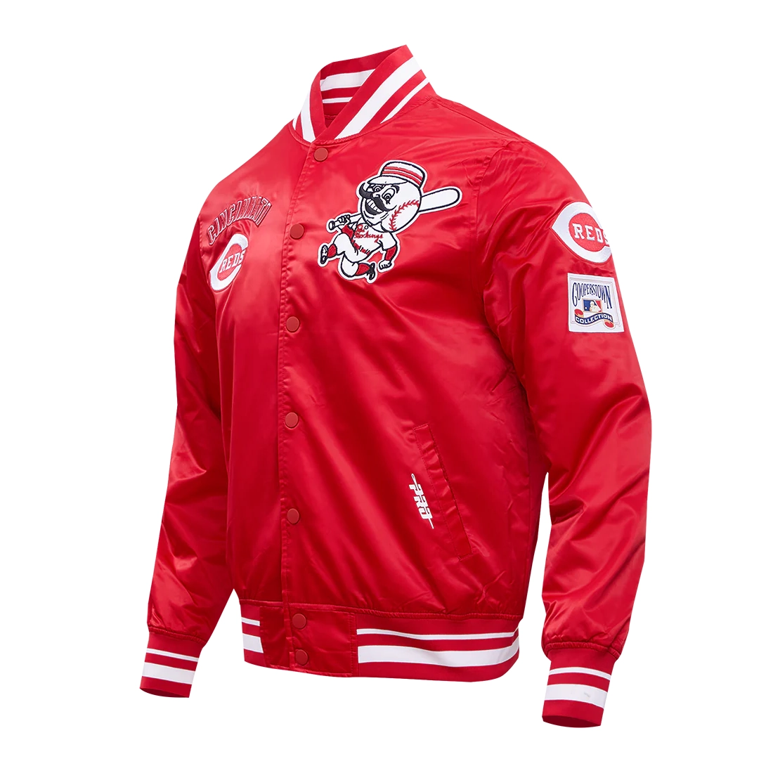 2 cincinnati reds retro classic full snap satin varsity jacket red