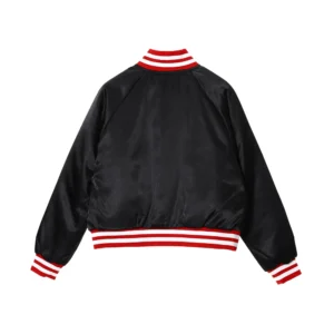 2 jordan x nike womens black satin varsity jacket