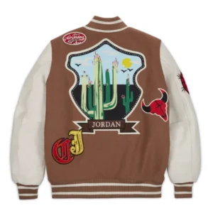 2 jordan x travis scott antique brown varsity jacket