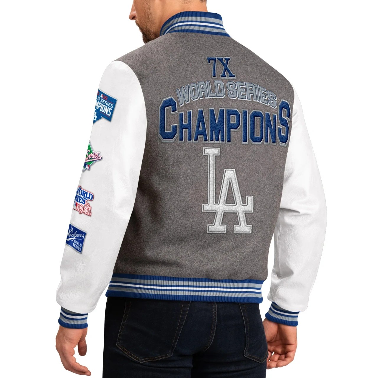 2 los angeles dodgers challenger wool leather varsity jacket
