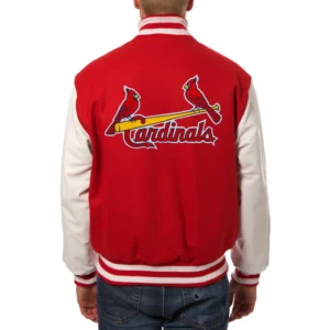 2 st louis cardinals two tone wool and leather jacket red white