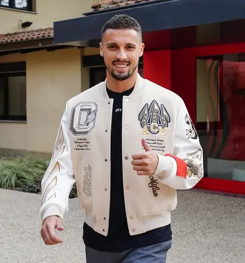 3 ac milan off white varsity jacket