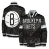 3 brooklyn nets home game satin varsity jacket black