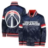 3 washington wizards home game satin varsity jacket navy