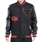 Chicago Bulls Old English Wool/Leather Jacket