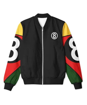 8 ball 90s black bomber jacket
