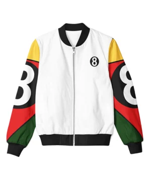 8 ball 90s white bomber jacket