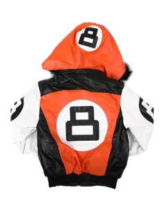 8 ball jacket w faux fur orange white trim hood 2