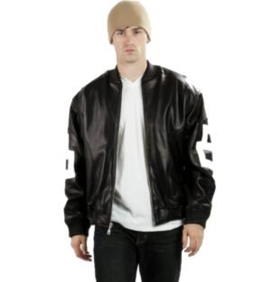 8 ball leather jacket bomber style black leather jacket 01