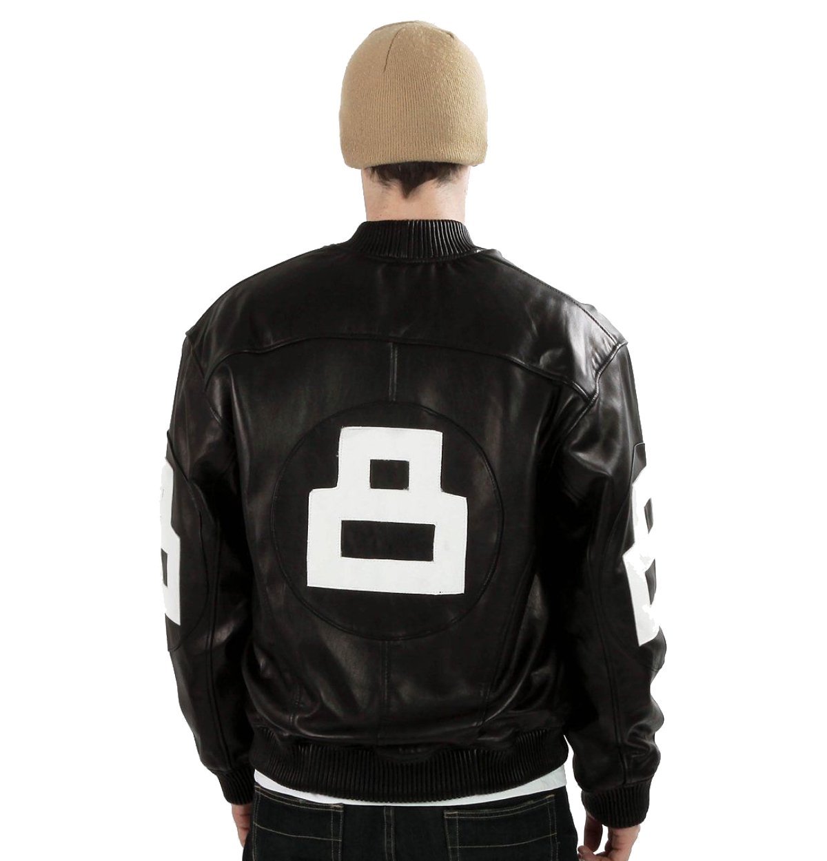 8 ball leather jacket bomber style black leather jacket