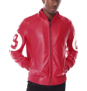 8 ball red hooded leather bomber jacket 02