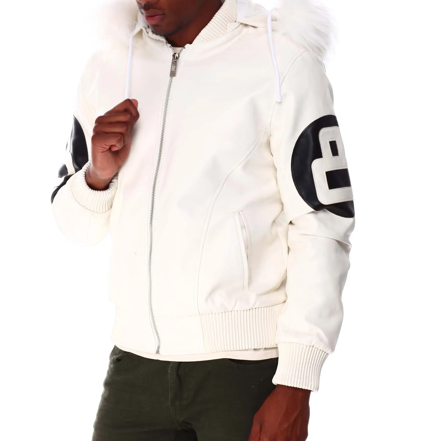 8 ball white hooded leather bomber jacke 02