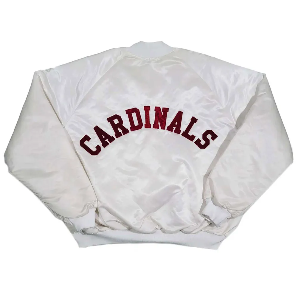 80s arizona cardinals white bomber jacket