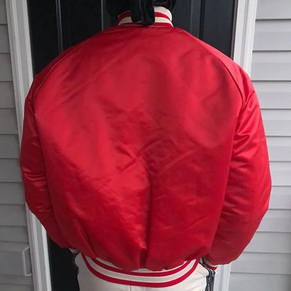 80s atlanta falcons vintage satin bomber jacket