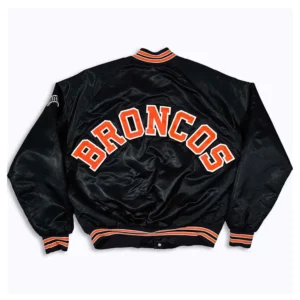 80s denver broncos black bomber jacket