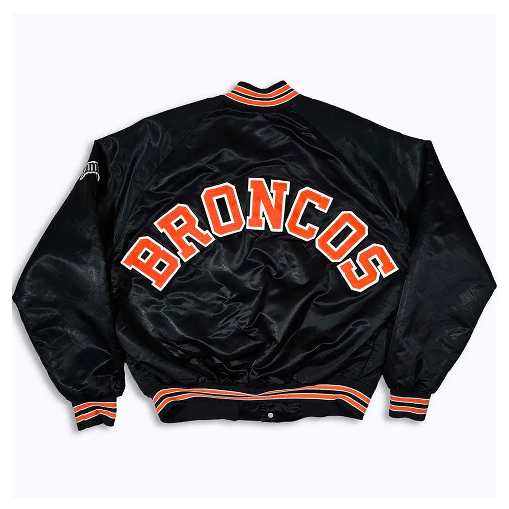 80s denver broncos black bomber jacket