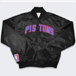 80s detroit pistons black satin jacket
