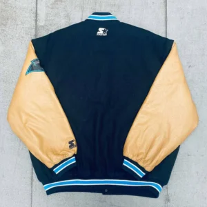 90s carolina panthers navy varsity jacket