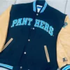90s carolina panthers wool leather jacket