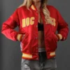 90s houston rockets red vintage satin varsity jacket