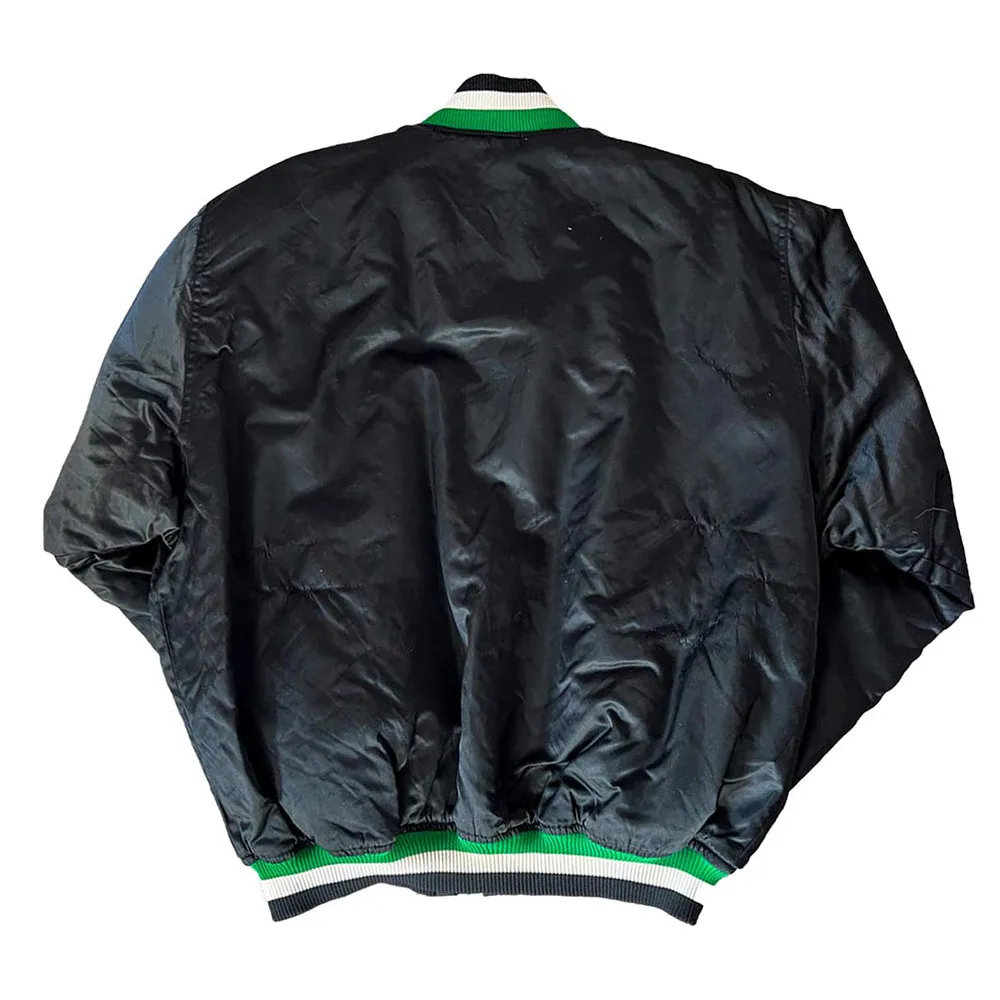 90s milwaukee bucks black satin bomber jacket
