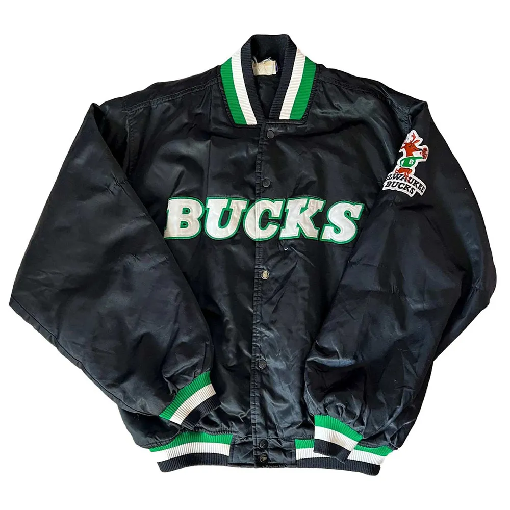 90s milwaukee bucks vintage black jacket