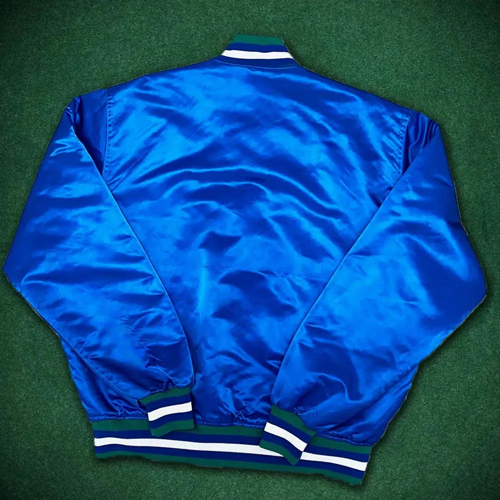 90s minnesota timberwolves vintage satin bomber jacket