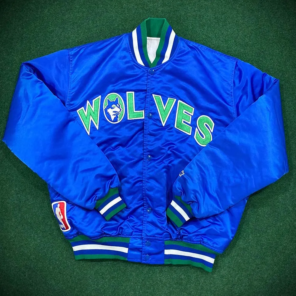 90s minnesota timberwolves vintage satin jacket