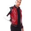 90s moto colrblock red leather jacket 002