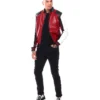 90s moto colrblock red leather jacket 004