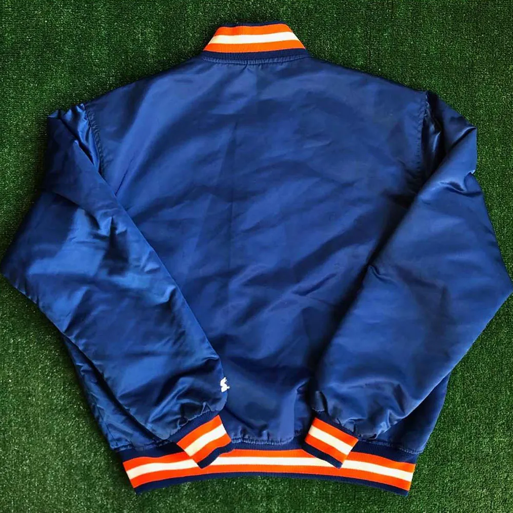 90s new york knicks bomber blue satin jacket