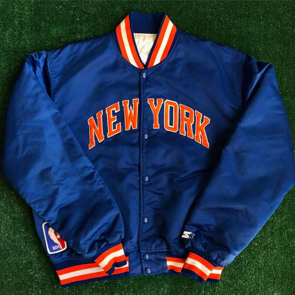 90s new york knicks bomber satin jacket