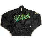 Oakland Athletics 90’s Script Black Satin Jacket
