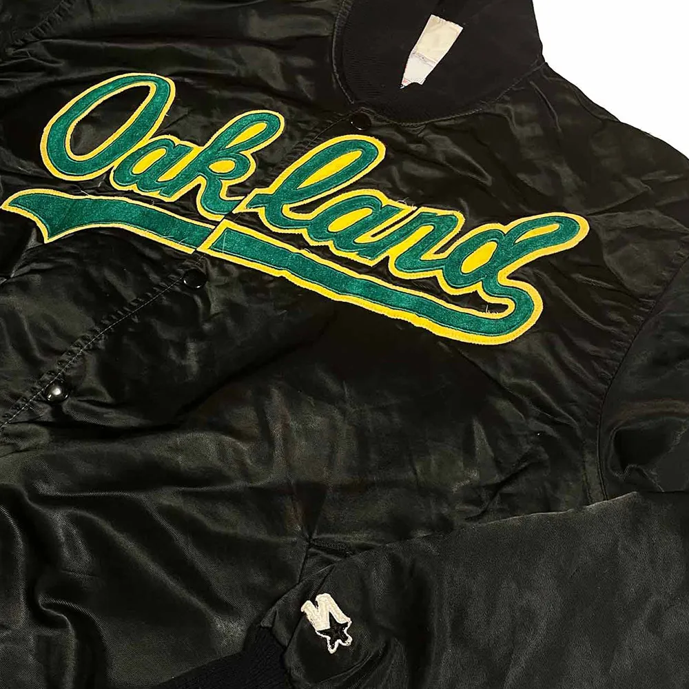 90s oakland athletics script varsity jacket