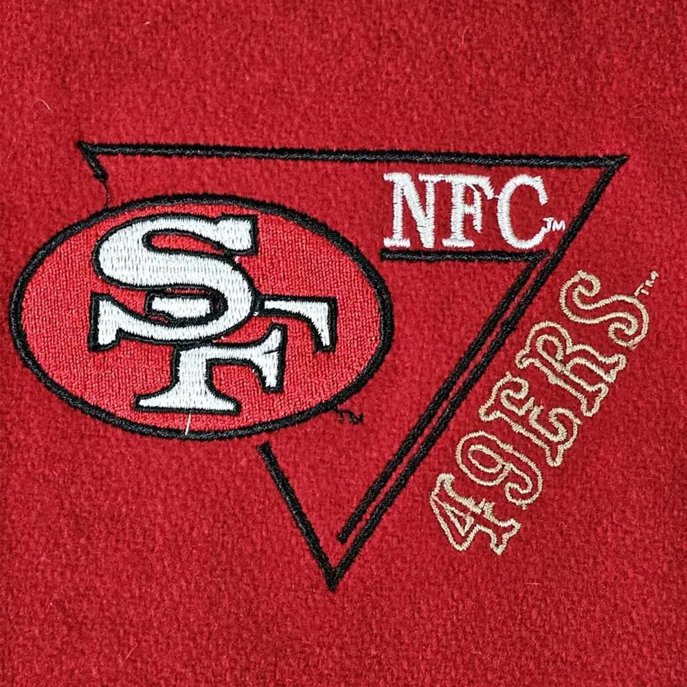 90s san francisco 49ers red and black varsity team logo