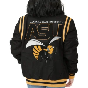 Alabama crimson tide collegiate luxe wool bomber varsity jacket