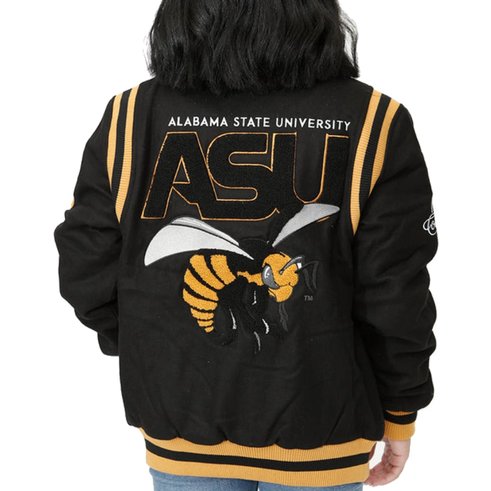 Alabama crimson tide collegiate luxe wool bomber varsity jacket