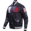 Alabama crimson tide pro standard full snap satin varsity black jacket 1 1