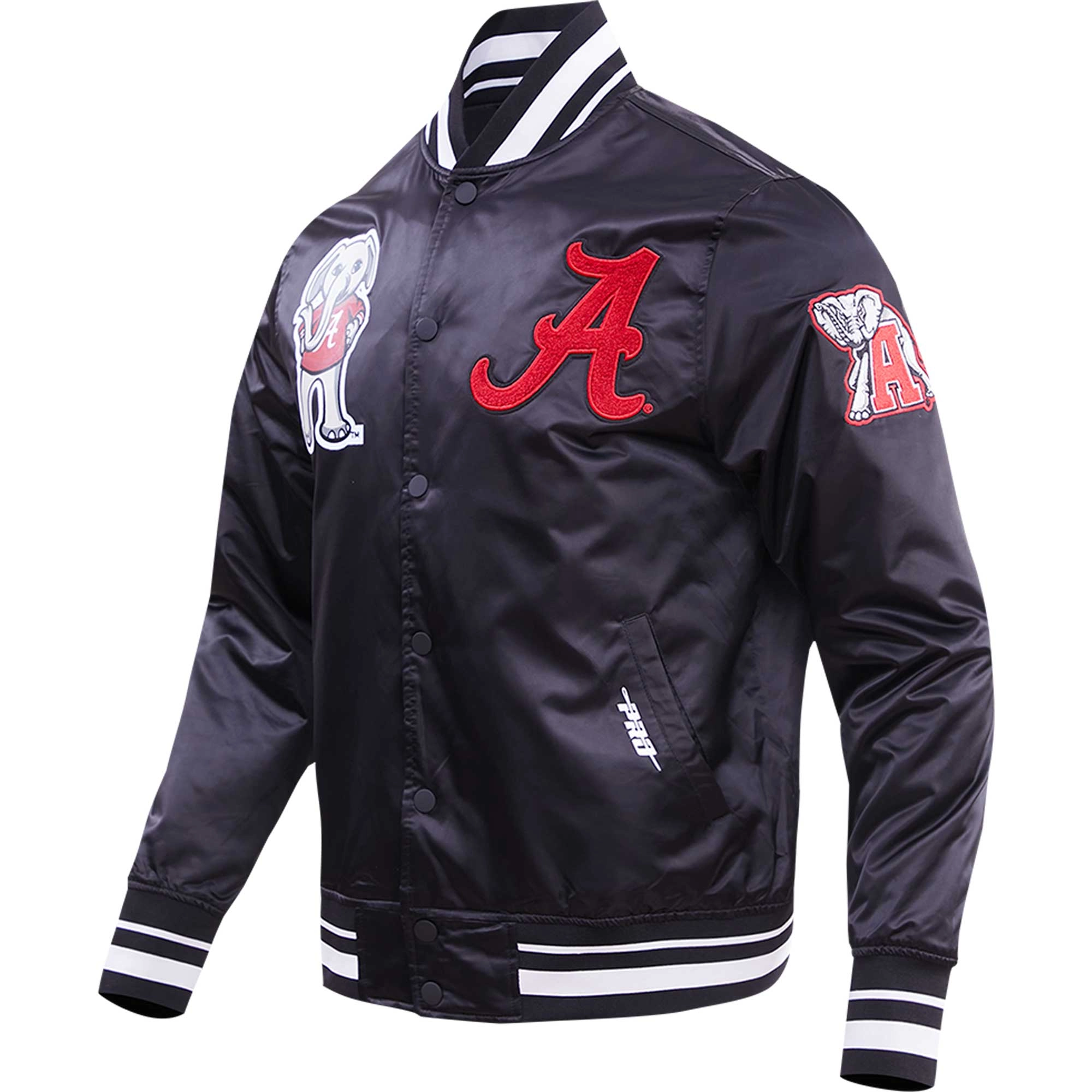 Alabama crimson tide pro standard full snap satin varsity black jacket 1 1
