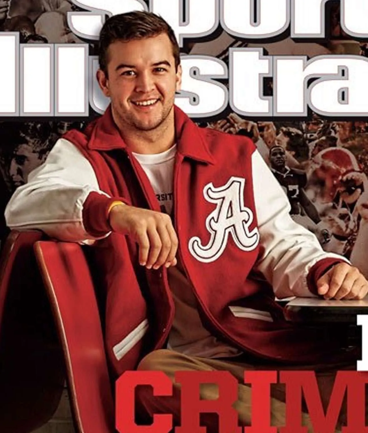Alabama crimson tide red and white letterman jacket
