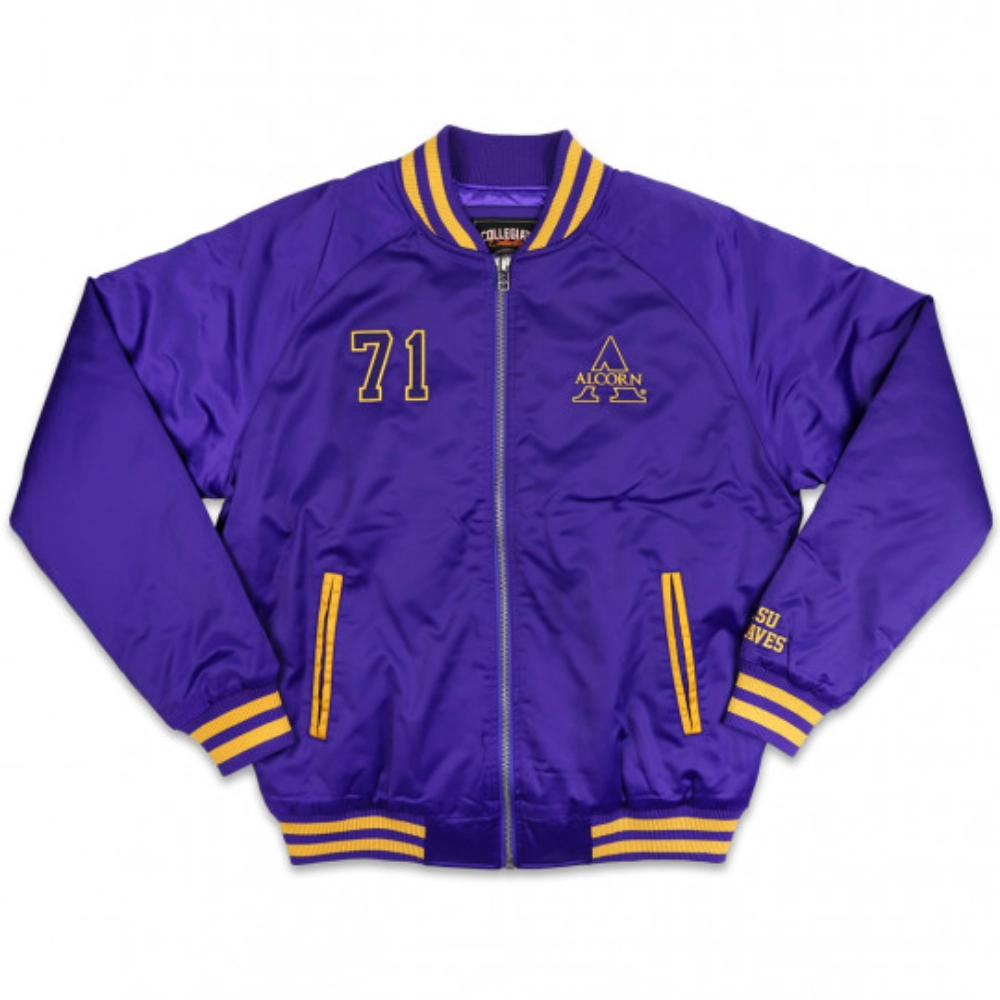 Alcorn state braves baseball full zip polyester varsity purple jacket