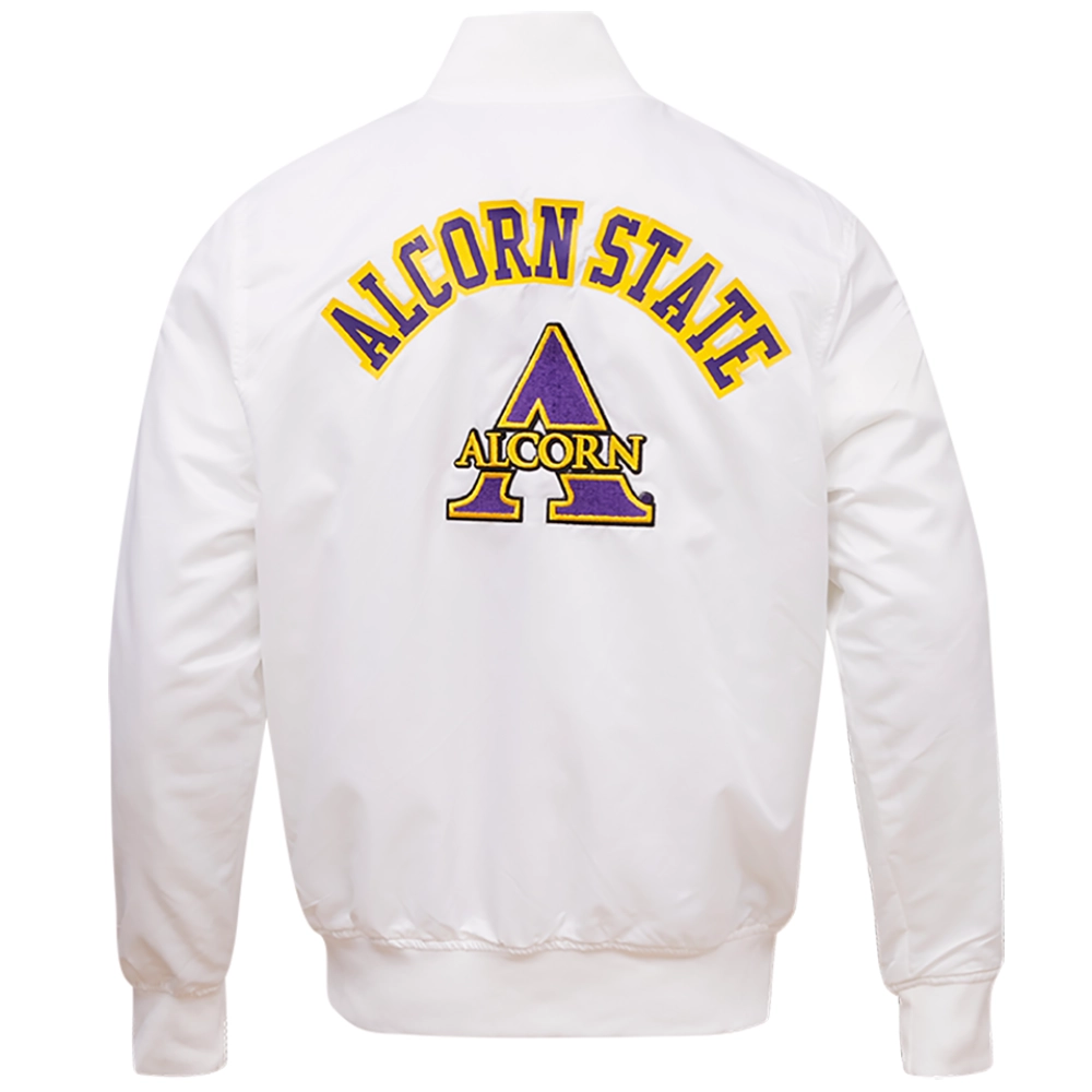 Alcorn state braves classic satin white jacket