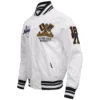 Alcorn state braves homecoming rib knitted white satin varsity jacket