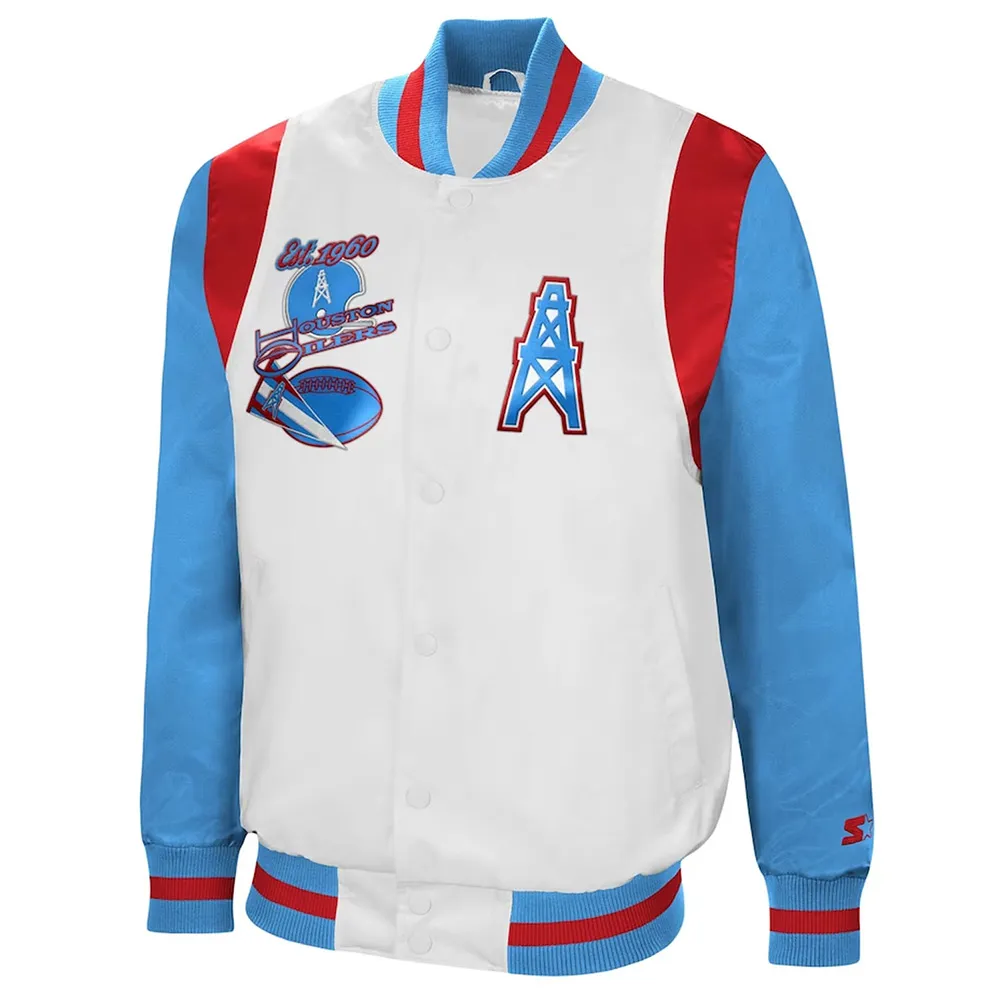 All american houston oilers white blue jacket