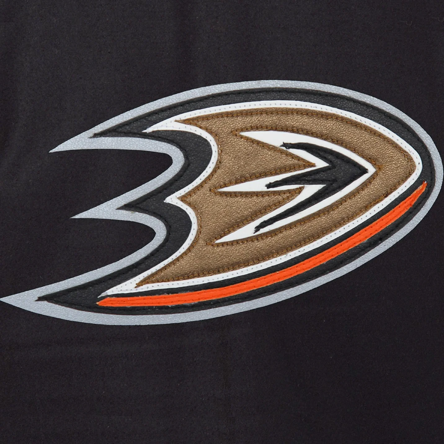 Anaheim ducks domestic two tone wool and leather jacket black white 3
